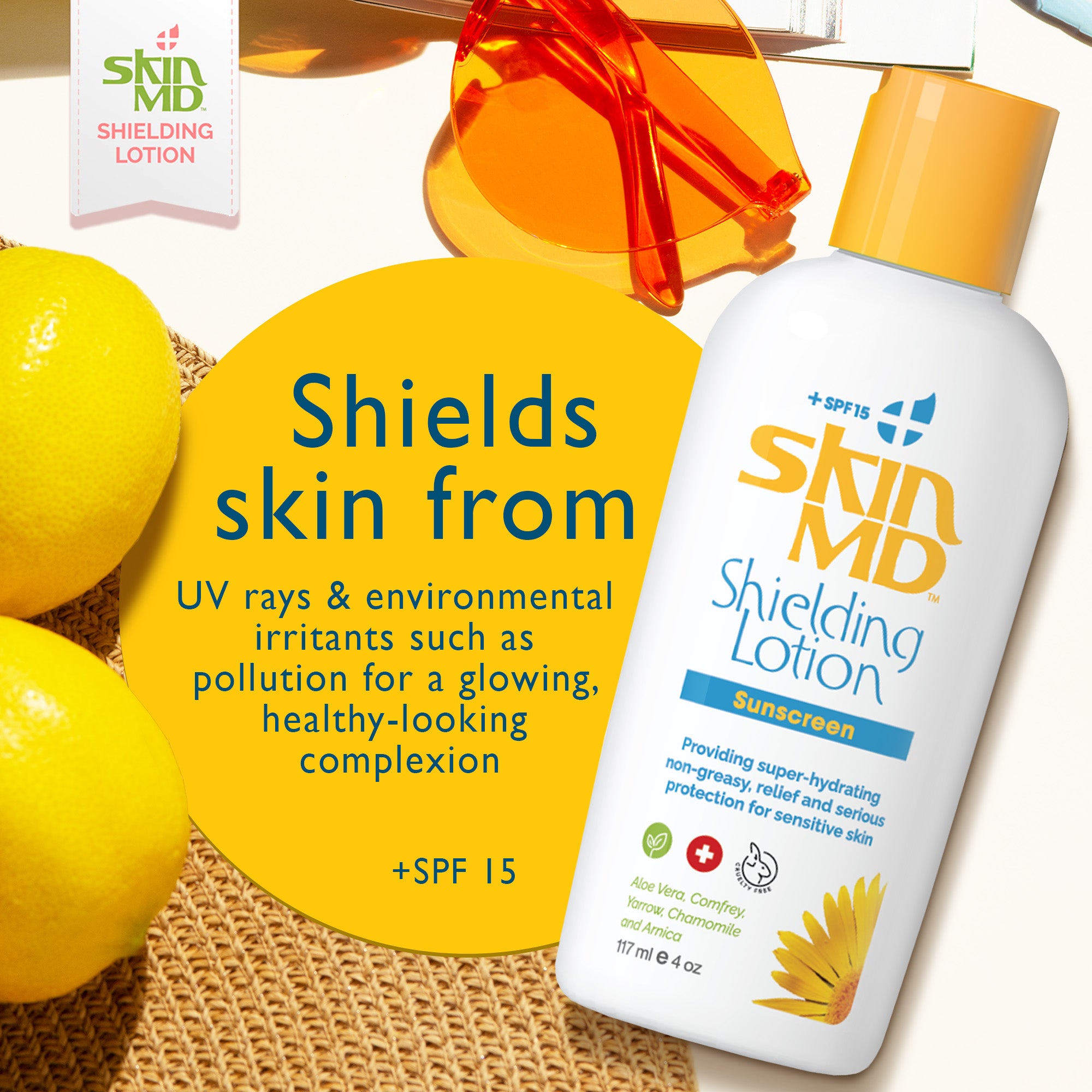 Skin MD Shielding Lotion Sunscreen with SPF 15 4oz