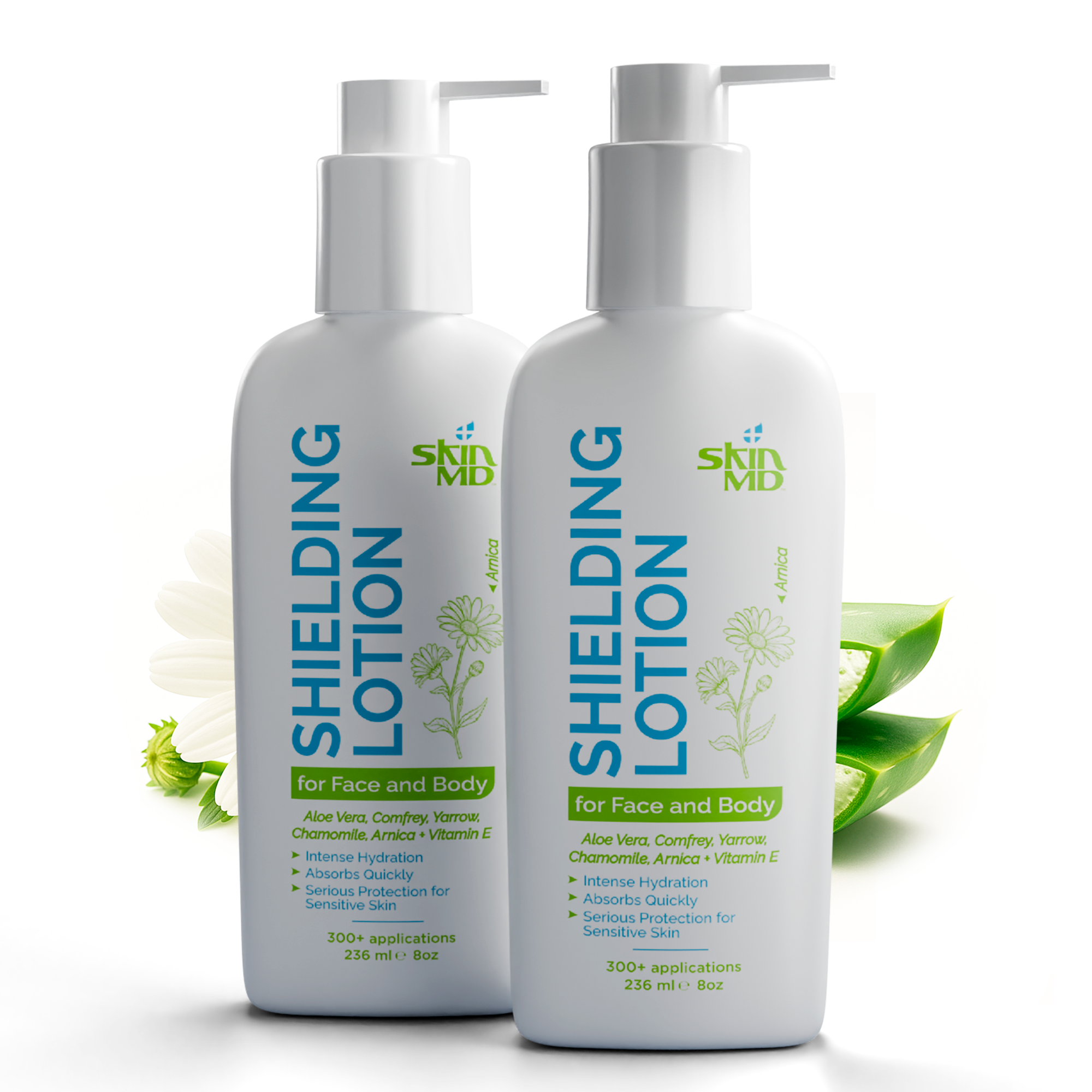 Skin MD Shielding Lotion 8oz (2 Pack) with Pumps – SkinMD Online Store